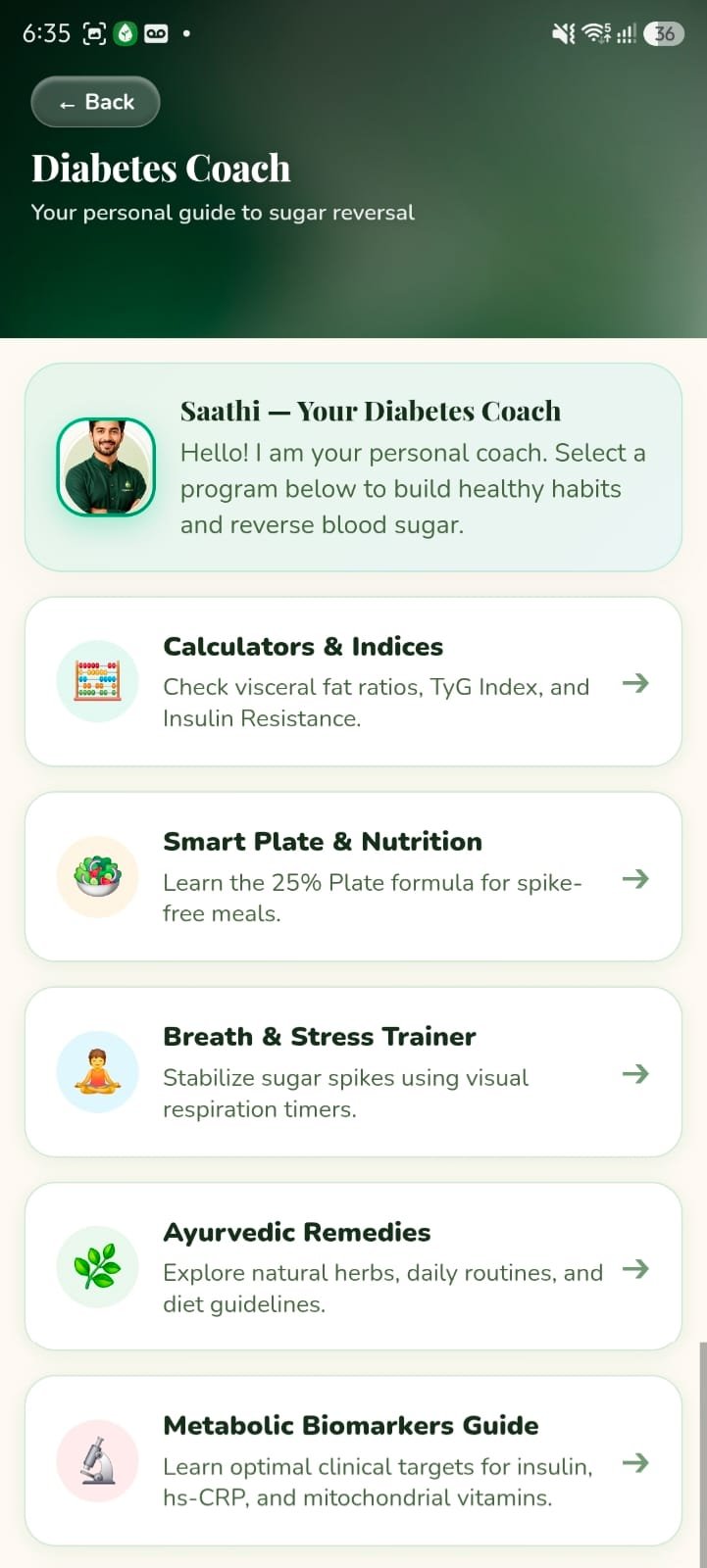 Saathi Diabetes Coach programs and health tools